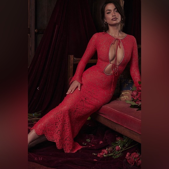 ❤️‍🔥Firm Price❤️‍🔥House of CB Lisandra red lace maxi dres - Picture 12 of 16